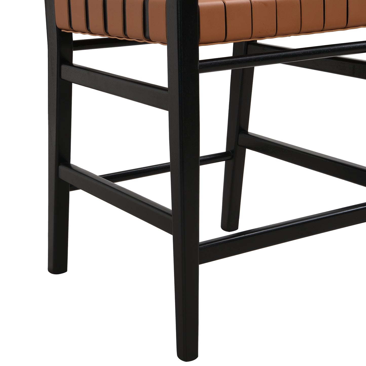Zephyre Modern Black PU and Wood Counter Stools, Set of 2