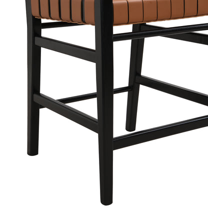 Zephyre Modern Black PU and Wood Counter Stools, Set of 2