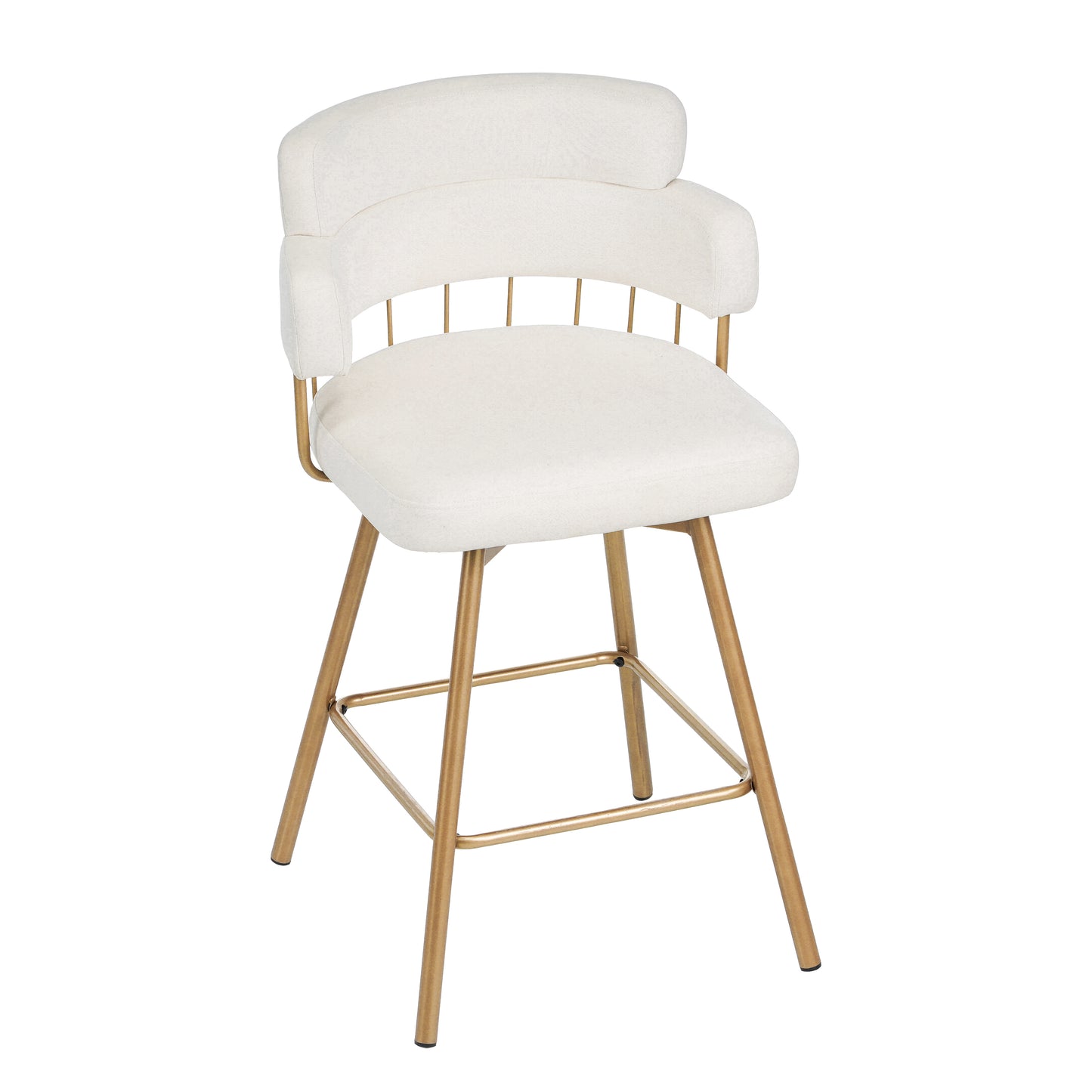 Novimonir 26" Counter Height Bar Stools Set of 2, 180° Swivel Upholstered Barstools