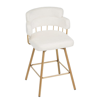 Novimonir 26" Counter Height Bar Stools Set of 2, 180° Swivel Upholstered Barstools