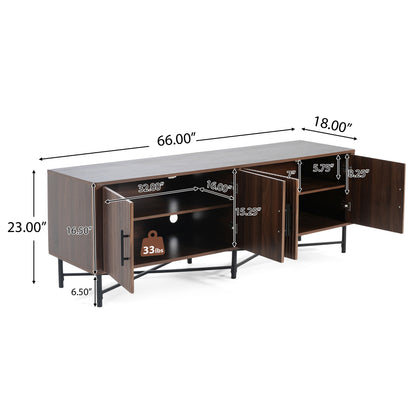 Manafaat Functional 4-Door TV Cabinet – 2 Storage Spaces, Adjustable Shelves,for Living Room