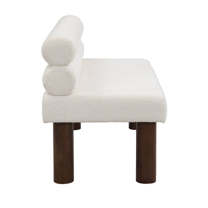 Aetherin Upholstered Dining Bench, Boucle Ottoman for Dining Room, Bedroom, Living Room