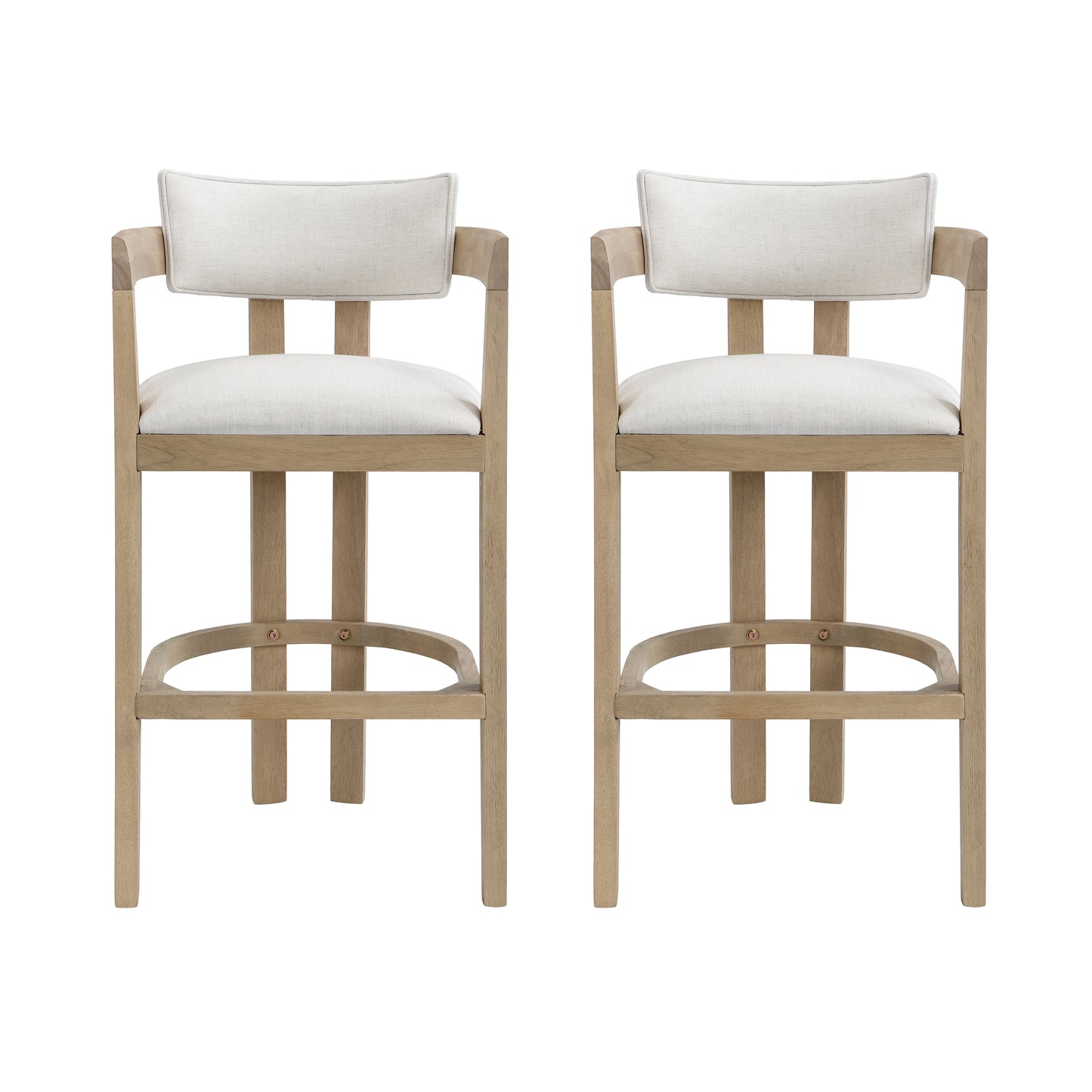 Thorn 30" Wooden Frame and Upholstered barstool with arm and back,Set of 2