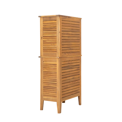 Eirion Outdoor Patio Storage Cabinet, Acacia Wood