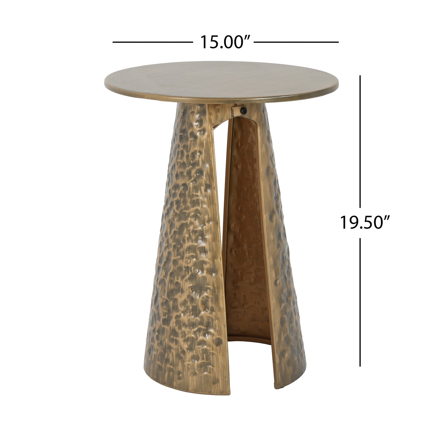 Meedom Indoor Accent Side Table Retro Metal Table with Hand-hammered Texture
