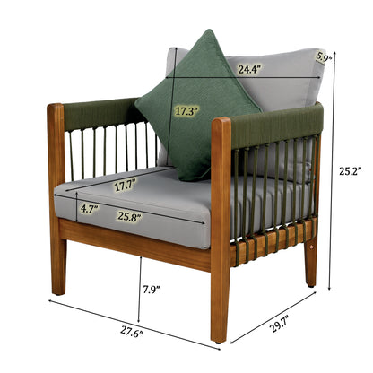 Tavithalae Acacia Wood Outdoor Club Chair with Water-Resistant  Cushions