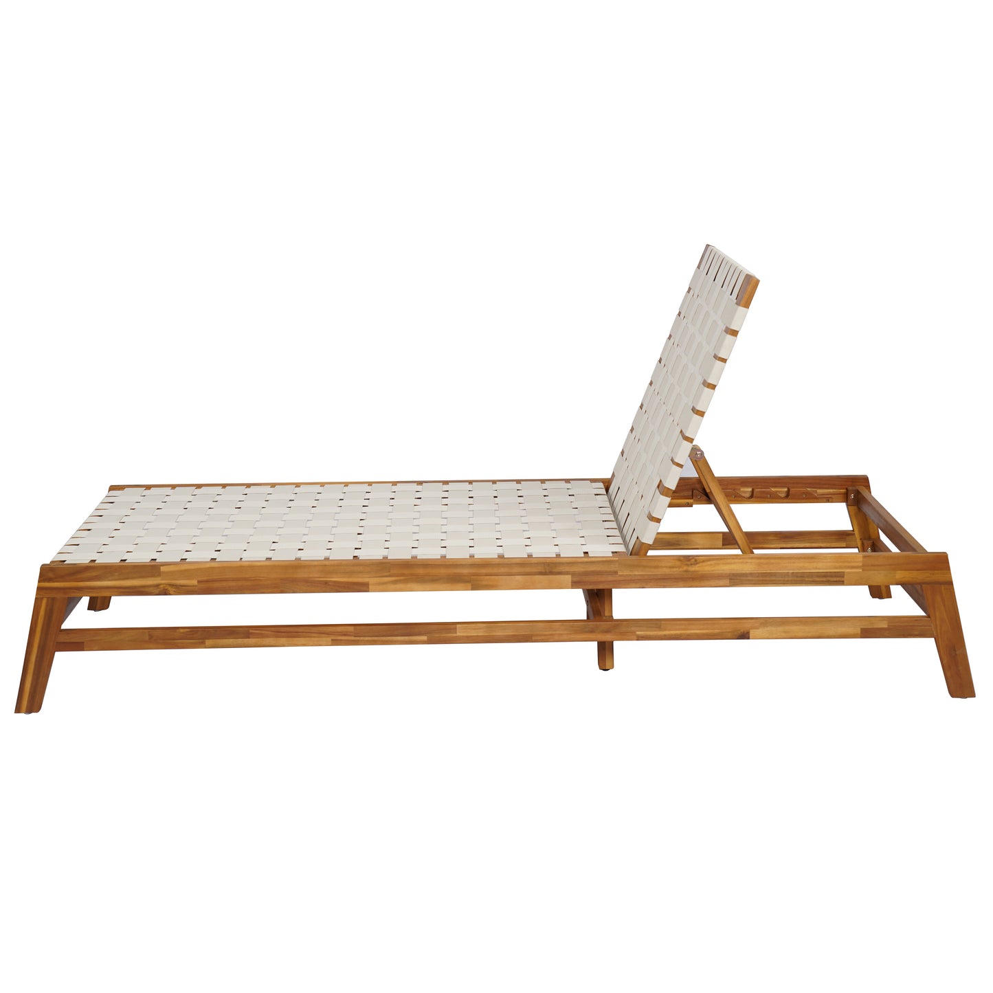 Rionaris Outdoor Acacia Wood Rope Chaise Lounge Adjustable 4-Position Recliner
