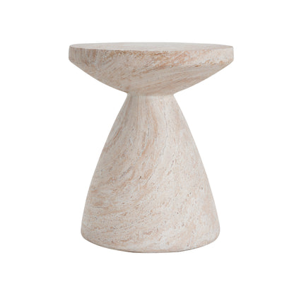 Moonveil Outdoor Lightweight Concrete Side Table,Travertine Finish