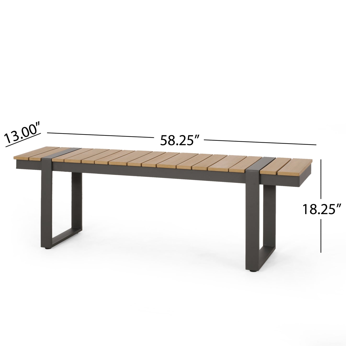 Mora Outdoor Faux Wood and Aluminum Dining Bench