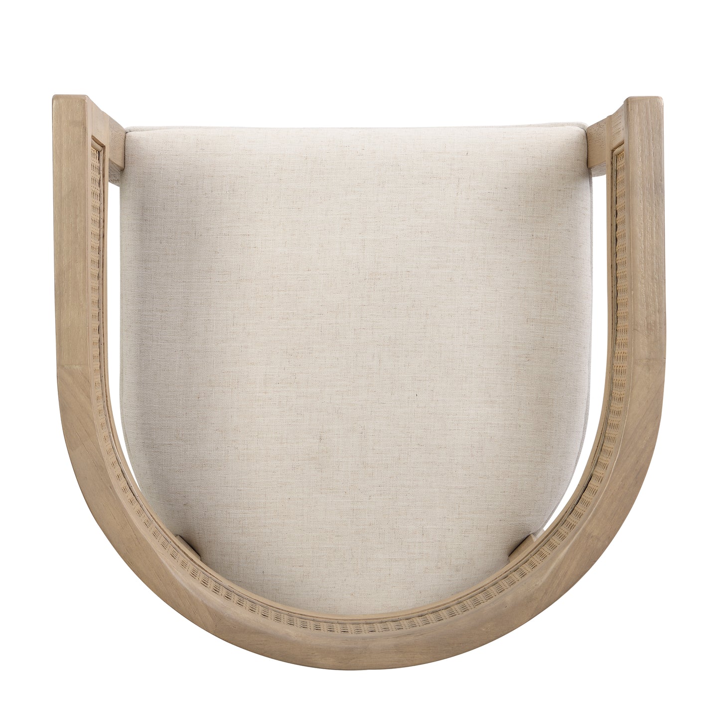 Bastian Dining Chairs with Rattan Backrest, Upholstered Seat, Set of 2