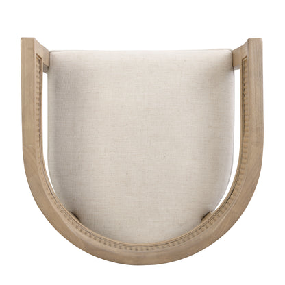 Bastian Dining Chairs with Rattan Backrest, Upholstered Seat, Set of 2