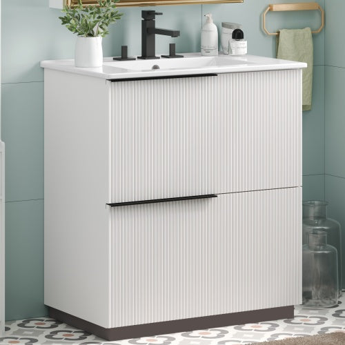 ‌Nexrail 30" Bathroom Vanity with Ceramic Sink and Full-Extension Drawers