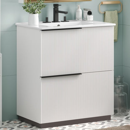 ‌Nexrail 30" Bathroom Vanity with Ceramic Sink and Full-Extension Drawers