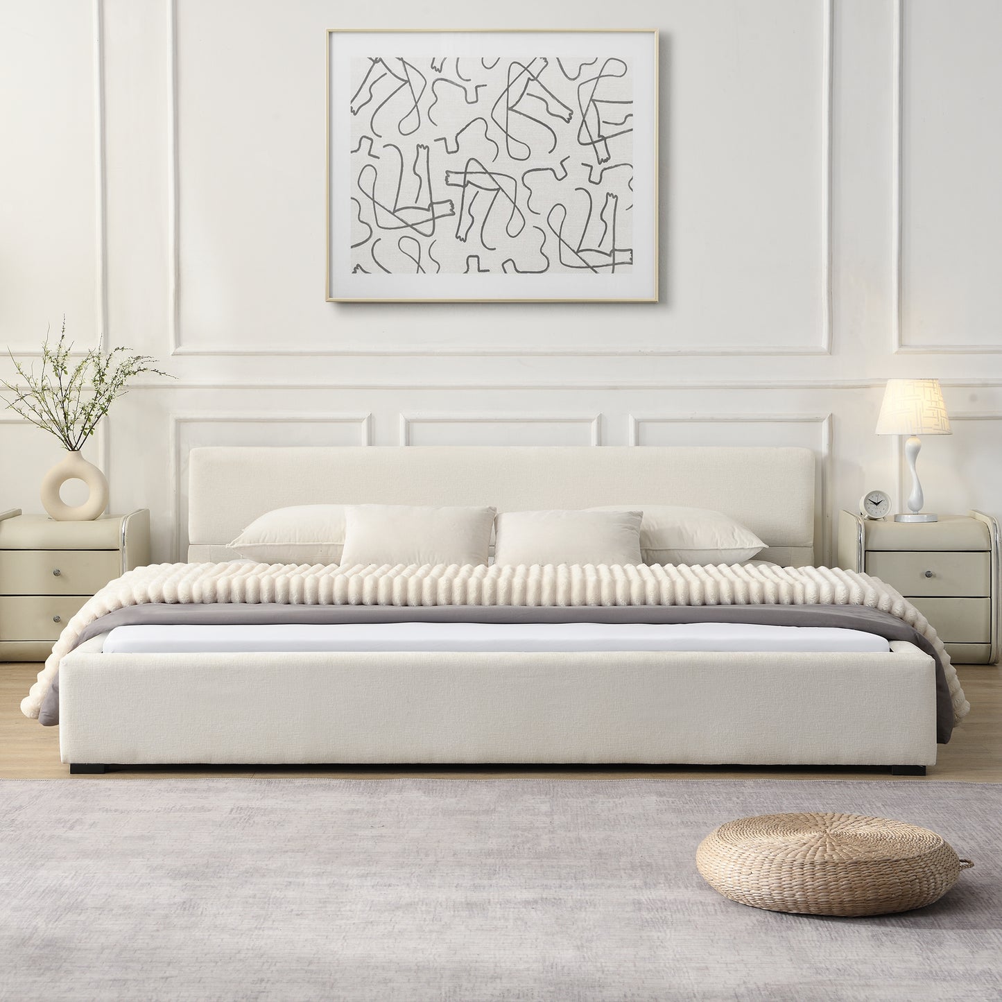 Oravionis Modern Nordic Design Elegant Beige Wide-edge Bed