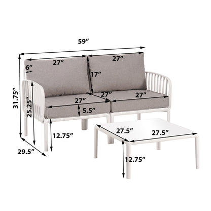 Felloras Modern Outdoor Patio Sectional Furniture Set with Two Square Coffee Table, Cushion