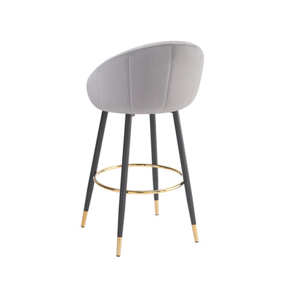 Soreli 40.5" High Back, Black Velvet & Gold Metal Bar Stool,Luxe Modern Design, Set of 2