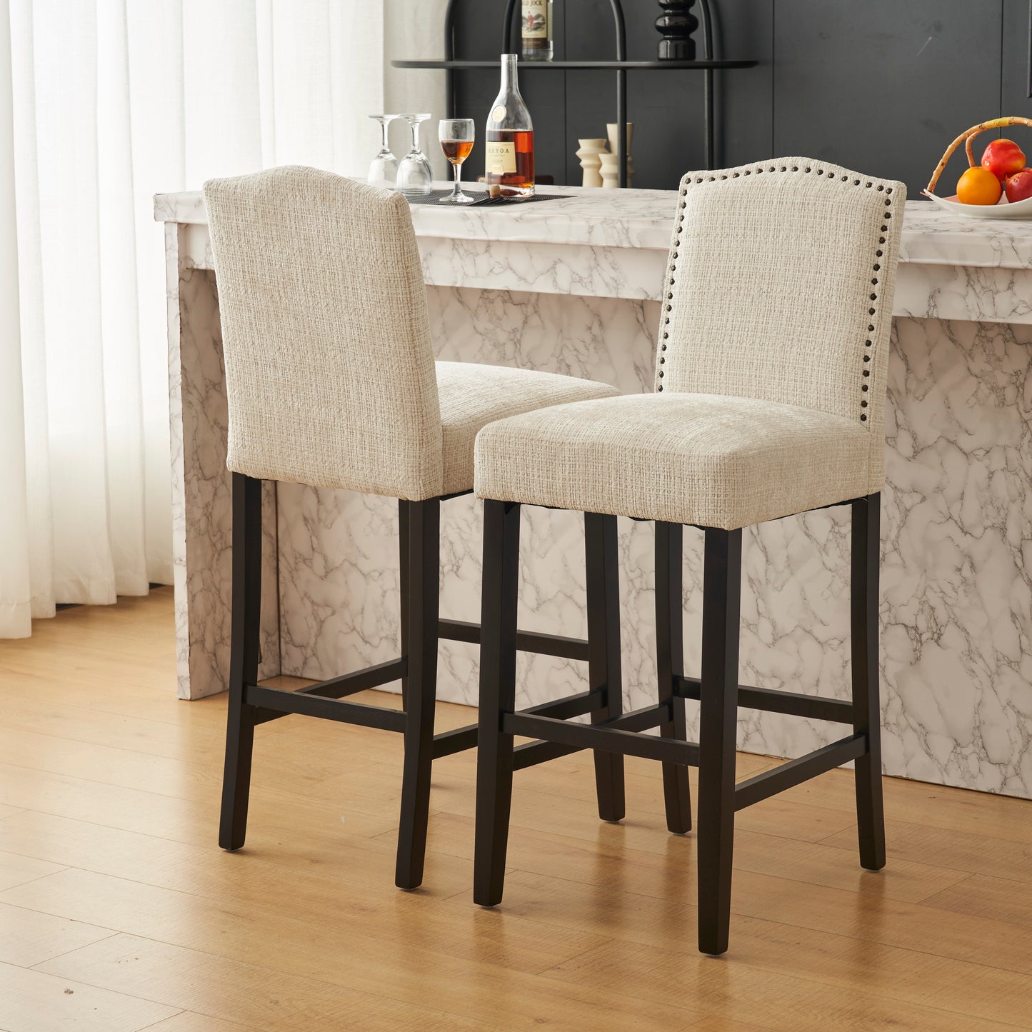 Njordian Counter Height Upholstered Bar Stools,Set of 2