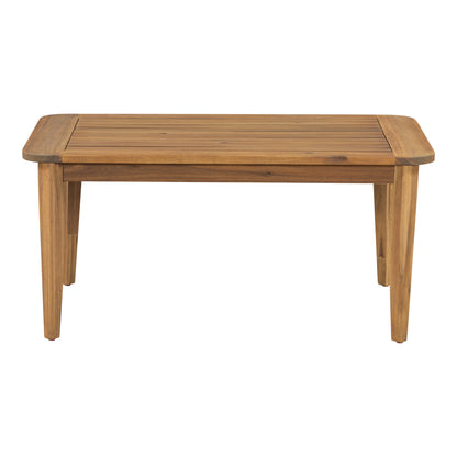 Oriona Outdoor Patio Acacia Wood Coffee Table, Teak + Beige