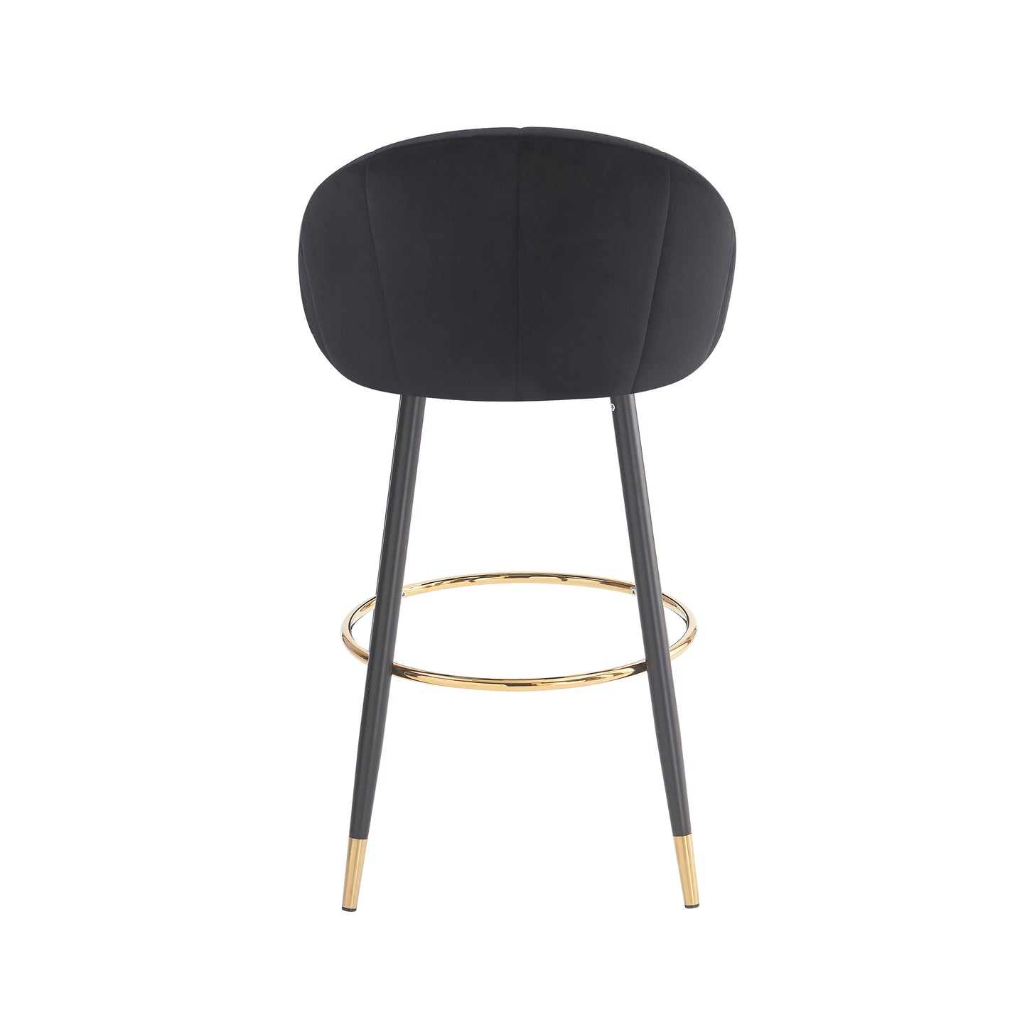 Soreli 40.5" High Back, Black Velvet & Gold Metal Bar Stool,Luxe Modern Design, Set of 2
