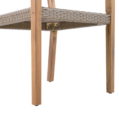 Velquinn Outdoor Dining Chairs Set of 2, Acacia Wood Frame and PE Wicker