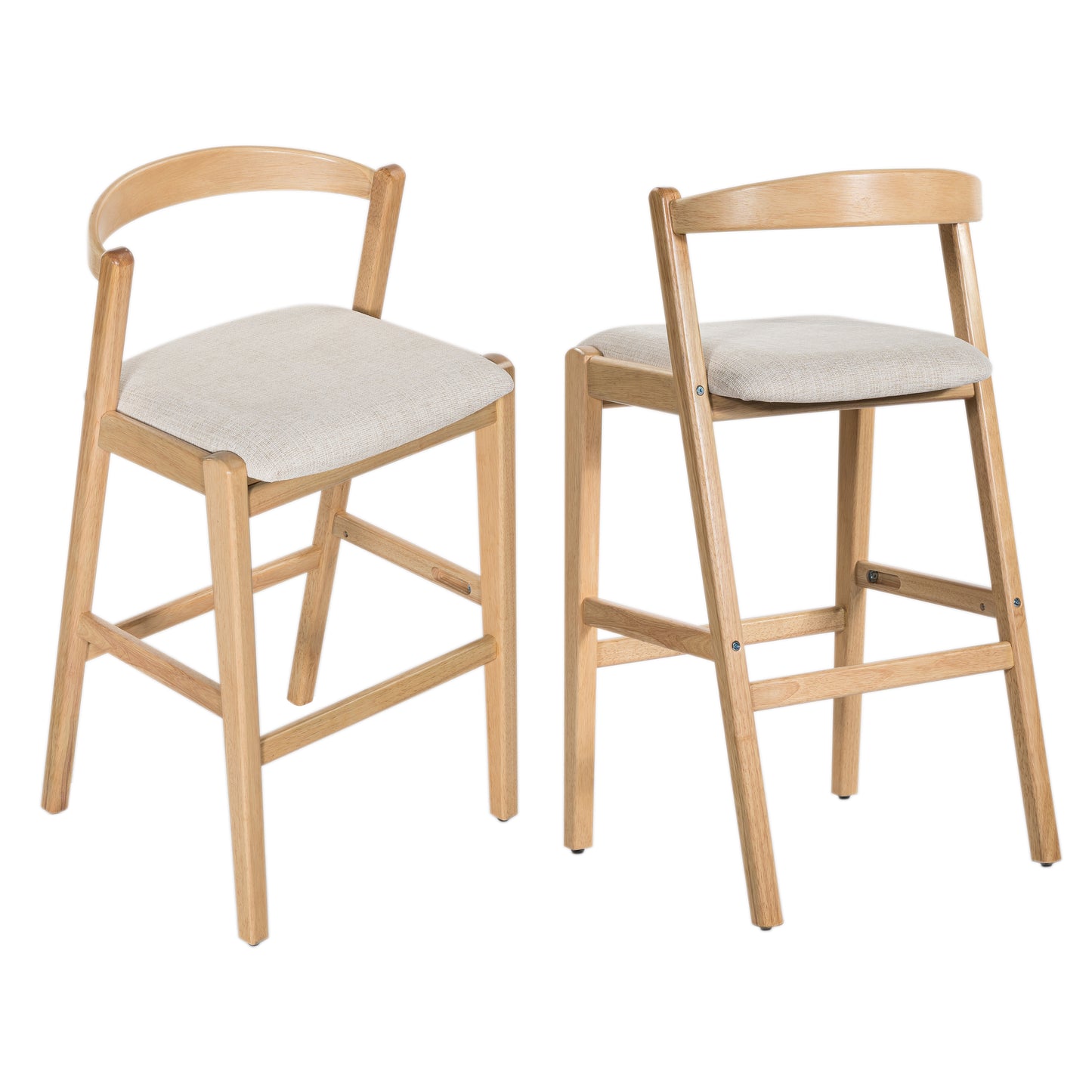 Balman Indoor Rubberwood Barstool,Beige Upholstery, Set of 2