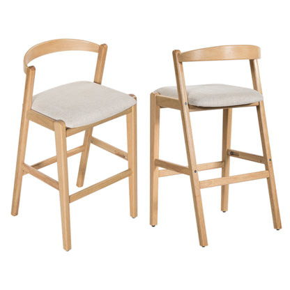 Balman Indoor Rubberwood Barstool,Beige Upholstery, Set of 2