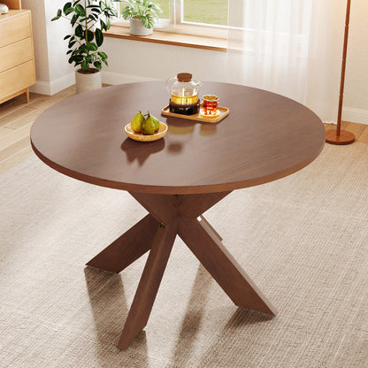 Sylquinn Round Dining Table Modern Farmhouse Kitchen Table, Cherry