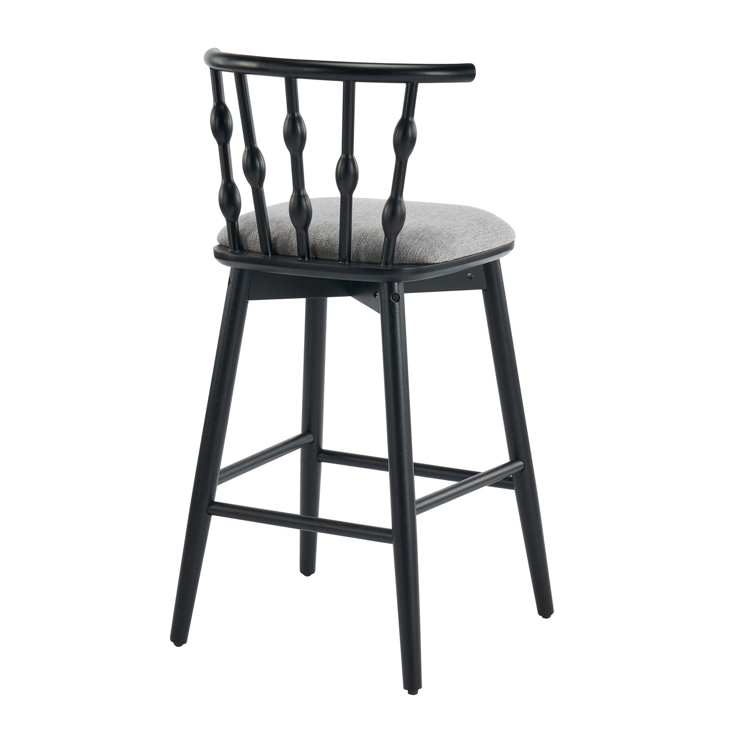 Dorio Indoor Wooden Barstool, Wood Finish With Beige Upholstery, Set of 2