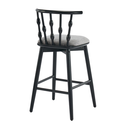 Dorio Indoor Wooden Barstool, Wood Finish With Beige Upholstery, Set of 2