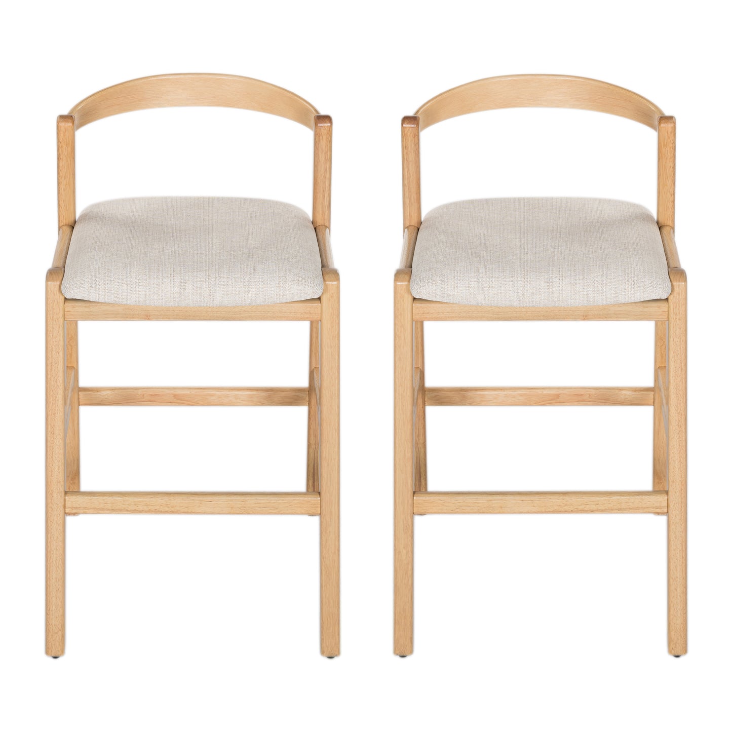 Balman Indoor Rubberwood Barstool,Beige Upholstery, Set of 2