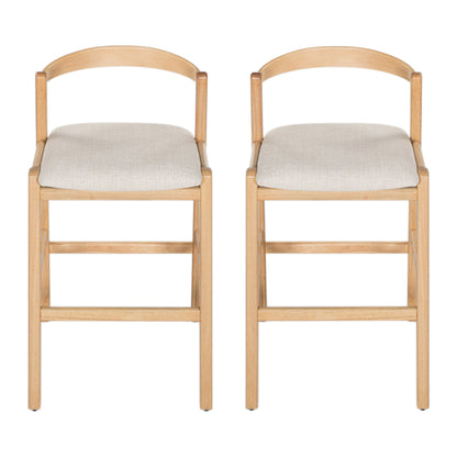 Balman Indoor Rubberwood Barstool,Beige Upholstery, Set of 2