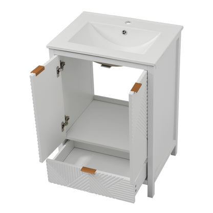 Felix 24 Inches Bathroom Vanity with Sink Combo, Modern Bathroom Vanity with Single Faucet Hole, Textured Door Panels