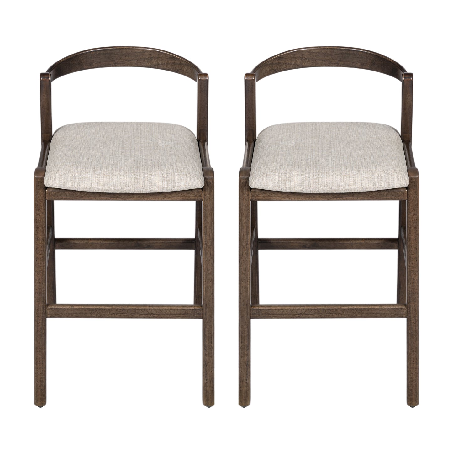 Balman Indoor Rubberwood Barstool,Beige Upholstery, Set of 2