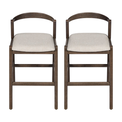Balman Indoor Rubberwood Barstool,Beige Upholstery, Set of 2