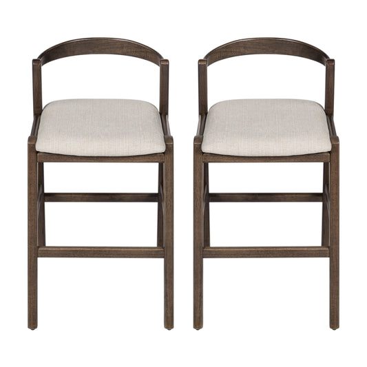 Balman Indoor Rubberwood Barstool,Beige Upholstery, Set of 2