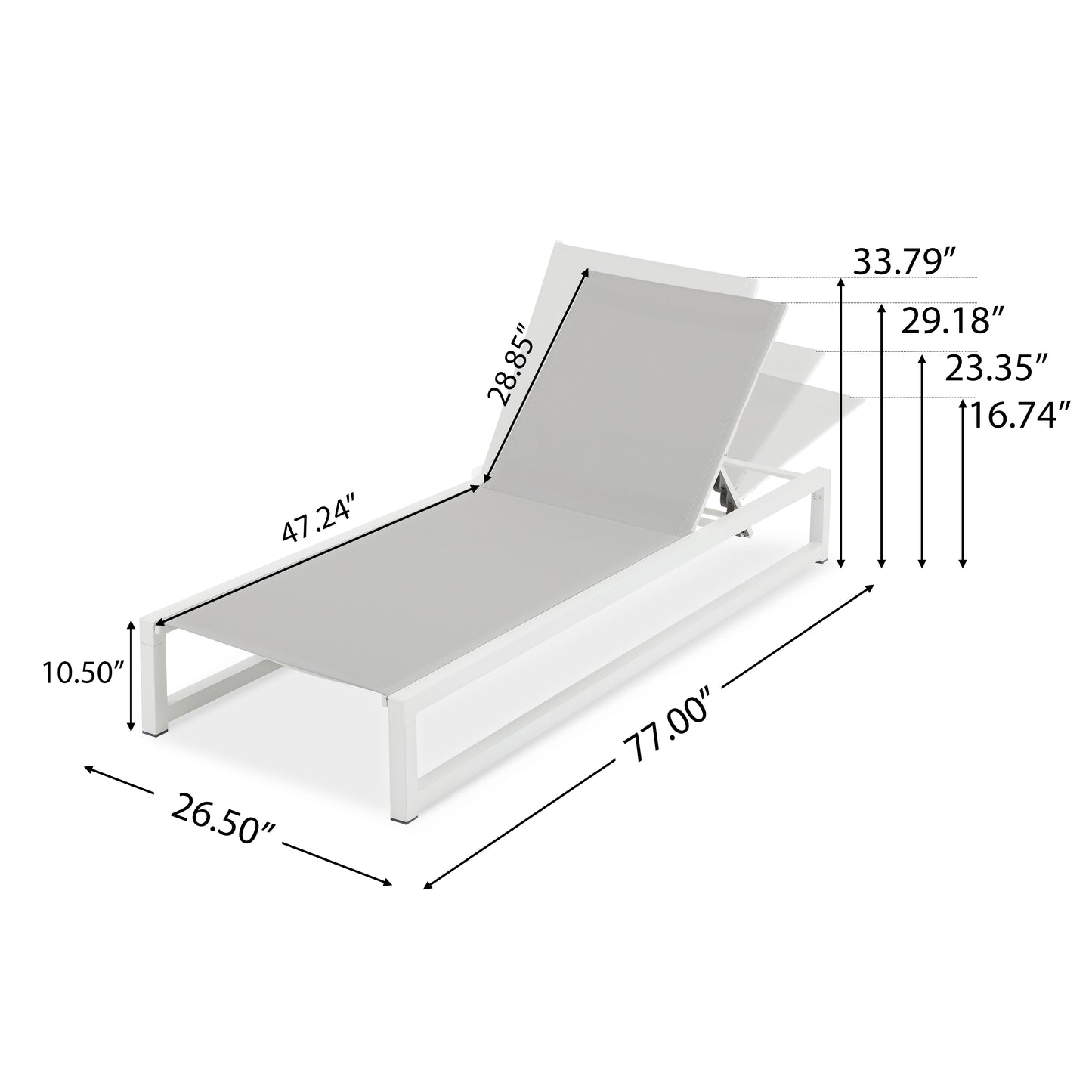 Tavilinin 5-Level Adjustable Outdoor Chaise Lounge, Durable Aluminum Frame & Textilene Mesh