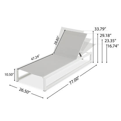 Tavilinin 5-Level Adjustable Outdoor Chaise Lounge, Durable Aluminum Frame & Textilene Mesh