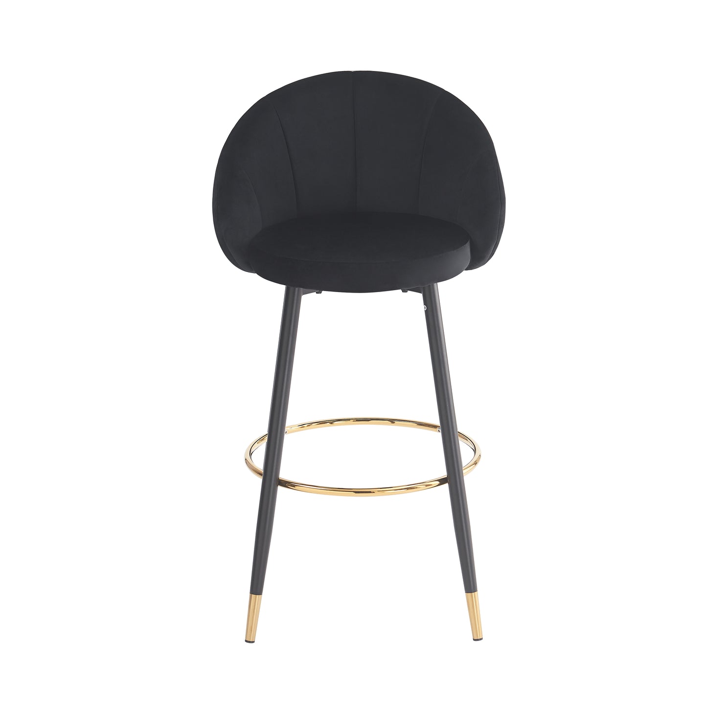 Soreli 40.5" High Back, Black Velvet & Gold Metal Bar Stool,Luxe Modern Design, Set of 2