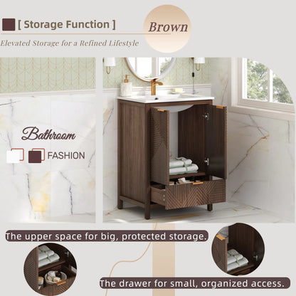 Felix 24 Inches Bathroom Vanity with Sink Combo, Modern Bathroom Vanity with Single Faucet Hole, Textured Door Panels