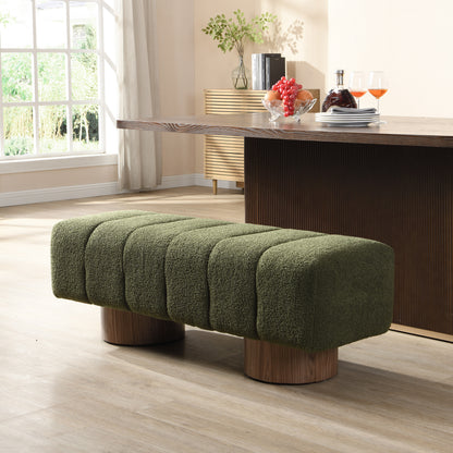 Sylithar Chenille Fabric Upholstered Dining Bench, End of Bed Entryway Bench Ottoman