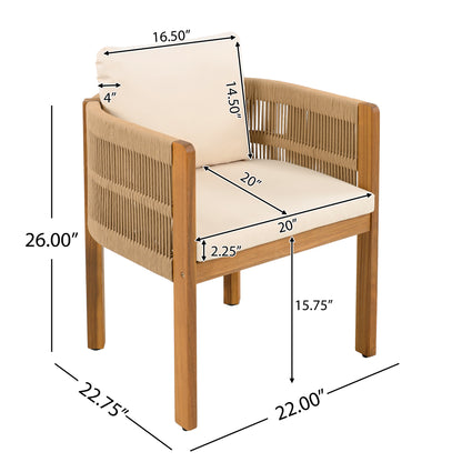 Sylvia Outdoor Dining Set with Acacia Wood Table and 6 Chairs,Waterproof Cushions