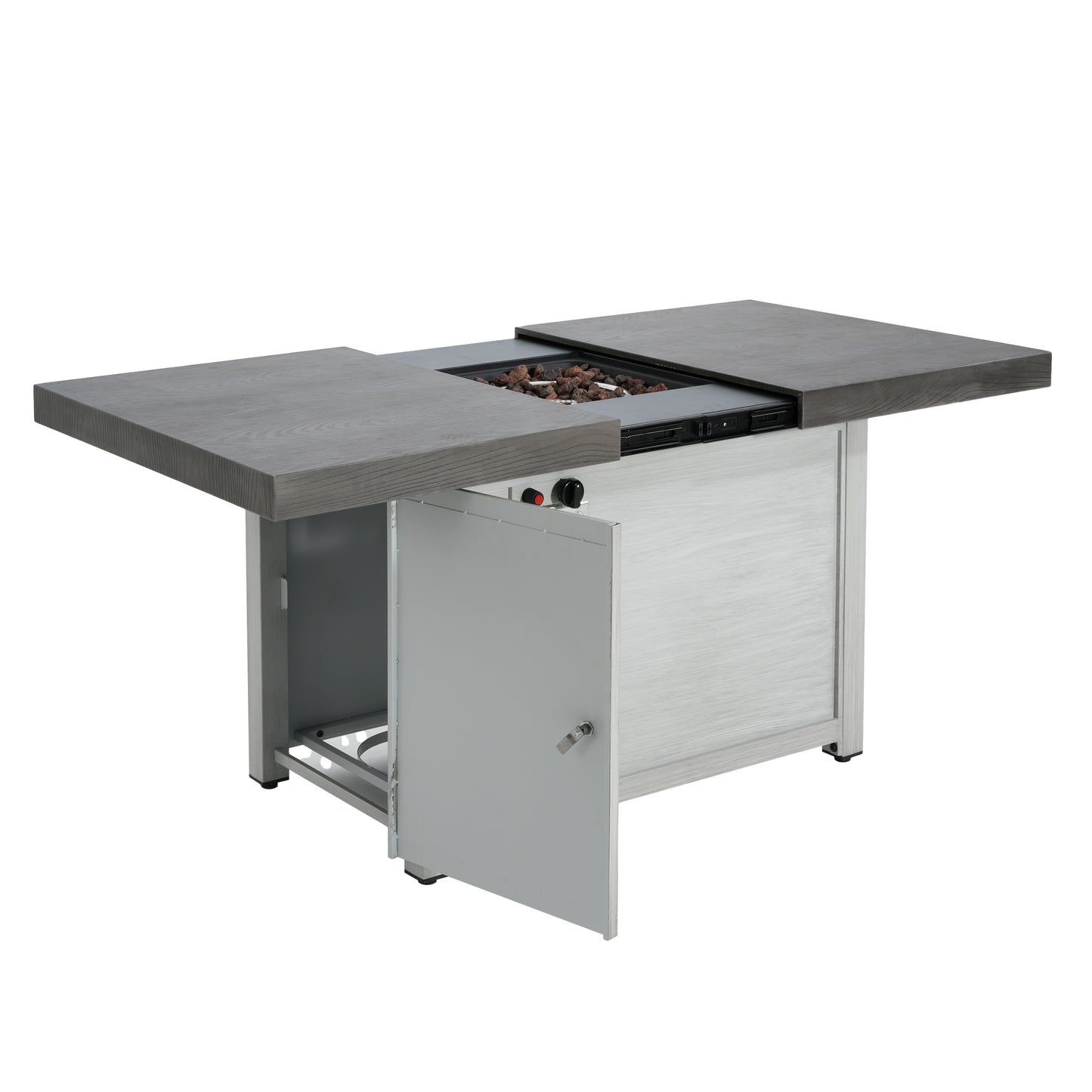 Kirathira Extendable Rectangle Aluminum fire Pit Table, 50,000BTU