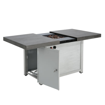 Kirathira Extendable Rectangle Aluminum fire Pit Table, 50,000BTU