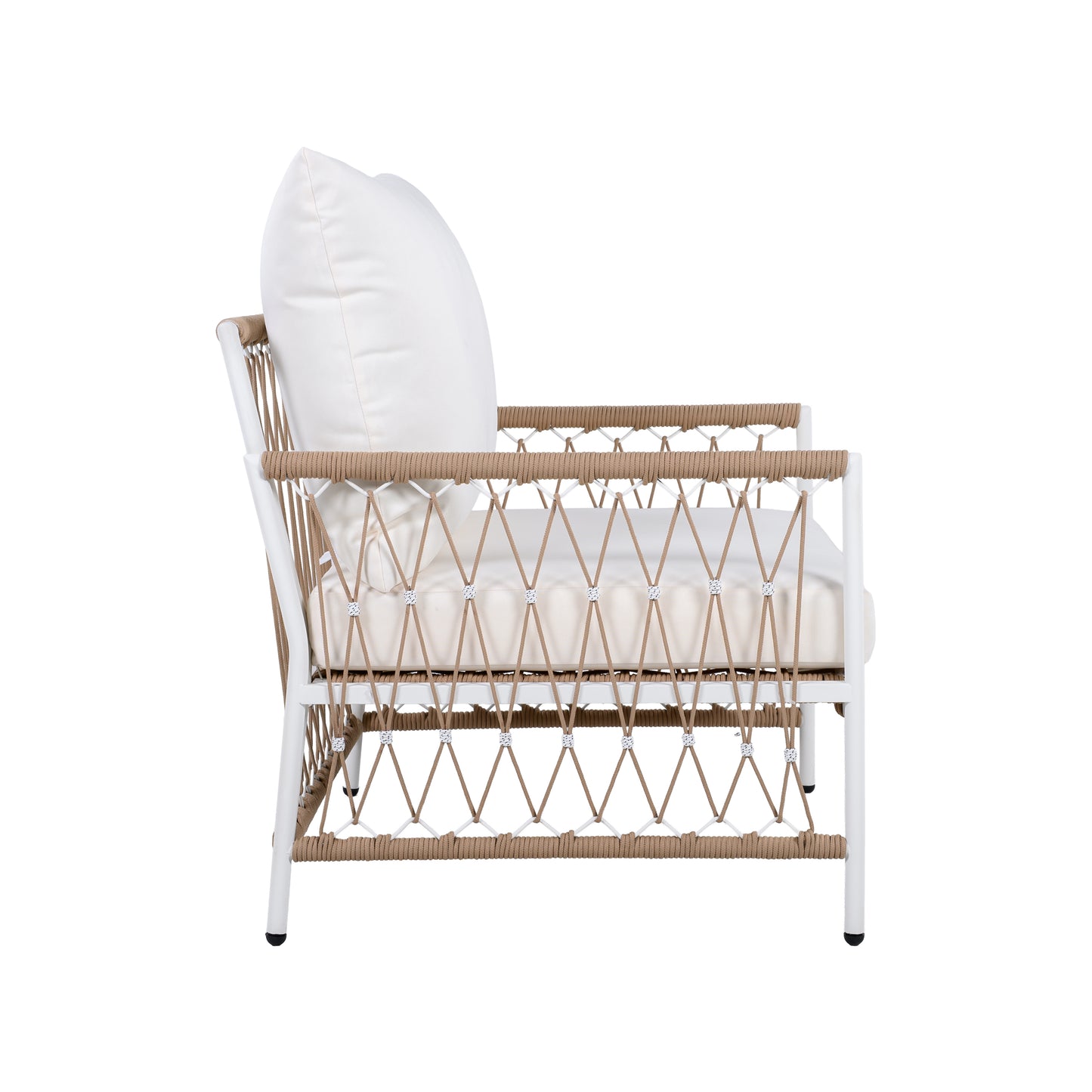 Veyavelor Bohemian Outdoor Lounge Chair with Handwoven Rope, Waterproof Cushions [Set of 2]