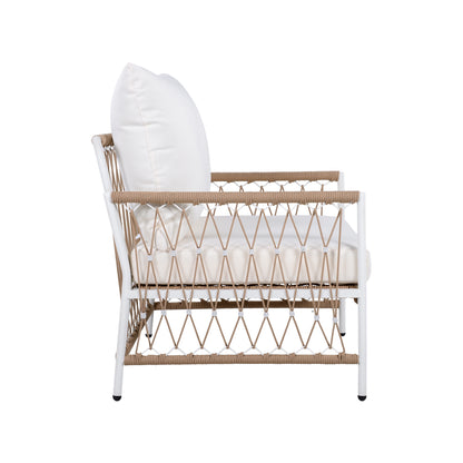 Veyavelor Bohemian Outdoor Lounge Chair with Handwoven Rope, Waterproof Cushions [Set of 2]