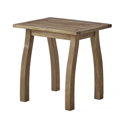 Amity  Selma Acacia Wood Outdoor Side Table, Decorative Rectangular Small Accent Table, Weather Resistant Patio End Table for Balcony Beach Pool Side, Slatted Design, Natural Stained