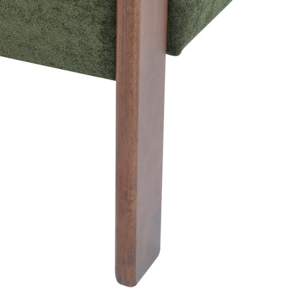 Noah Upholstered Boucle Accent Arm Chair, Rubberwood, Beige+walnut