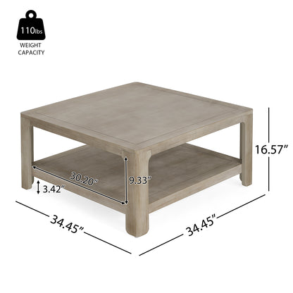 Irystor Outdoor Patio Square Coffee Table With Storage,Light Ash