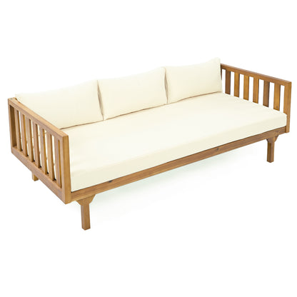Xenath Outdoor Patio Furnitre Sets 3 Pieces,3 Seater Daybed + Acacia Wood Table