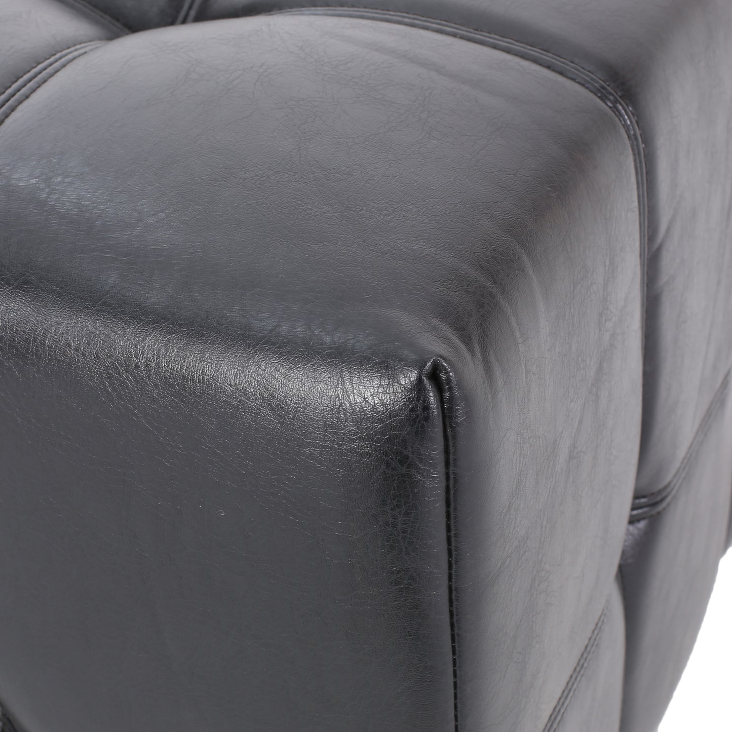 Littell Faux Leather Tufted Ottoman